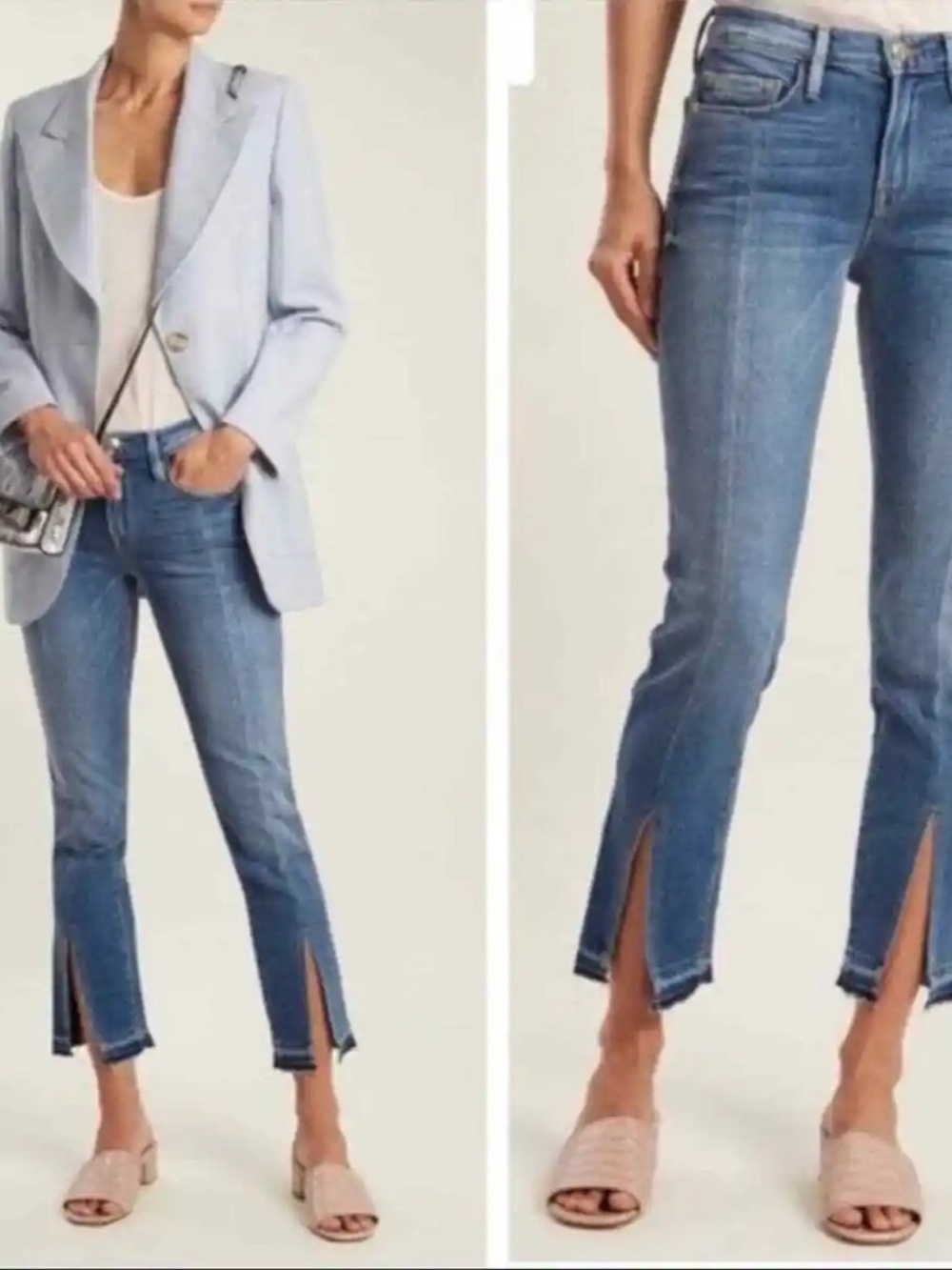 Frame Jeans Womens 28 Medium Wash Mid Rise Straight Split Hem Le Nouveau Denim